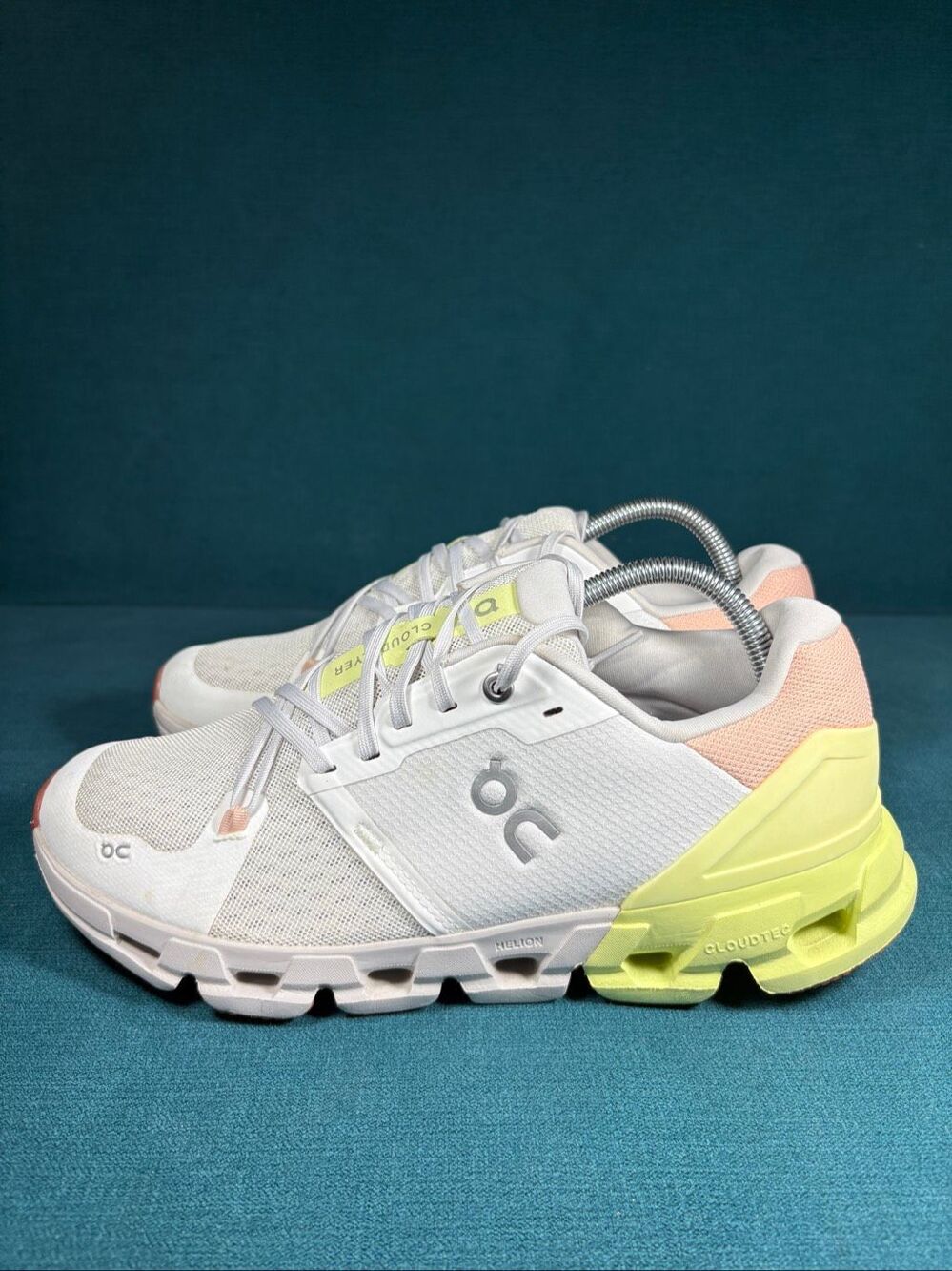 On Running Cloudflyer 4 White Lime Peach Women's Size 10.5 Shoes 71.98249